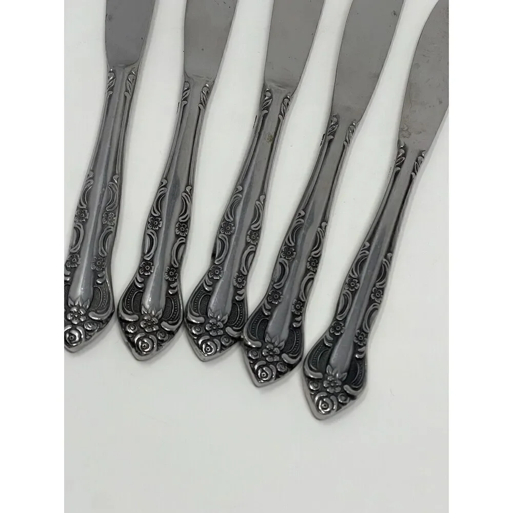 United Silver Acadia Stainless Dinner Place Knife Japan 8 3/8” Set Of 5